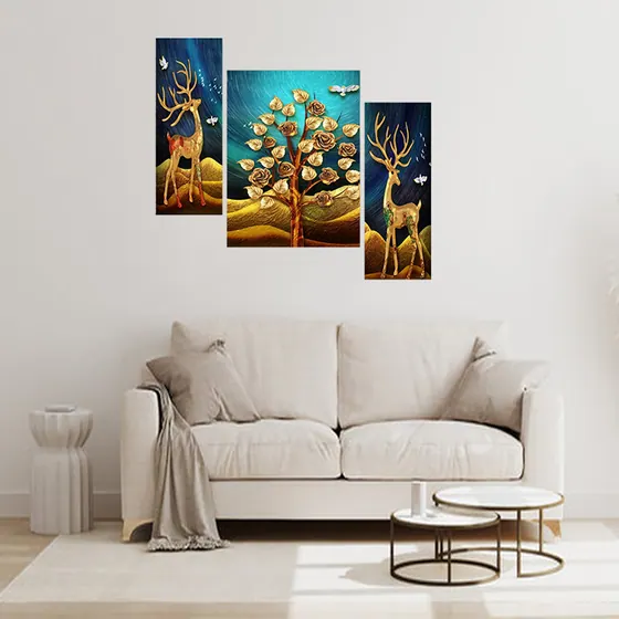 Golden Deer Digital Wall Painting