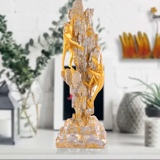 Golden Climbers Resin Mountain Sculpture