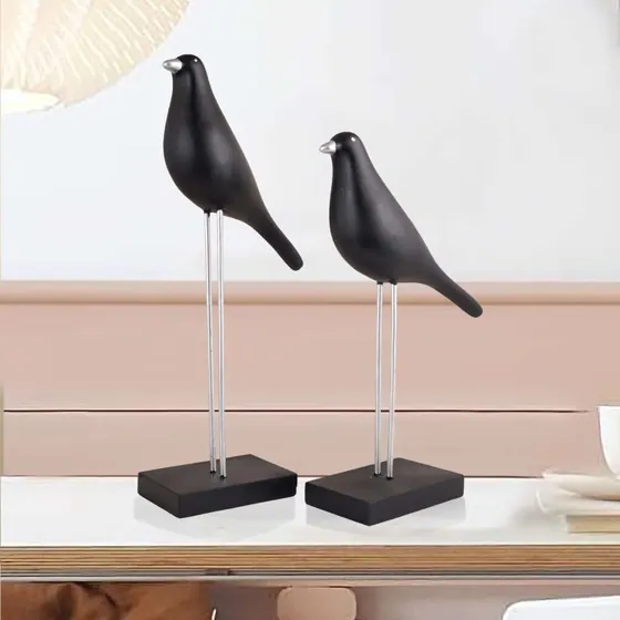Black Bird Figurines on Stands