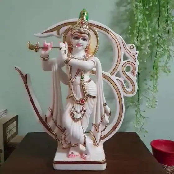 Krishna with Om Marble Statue