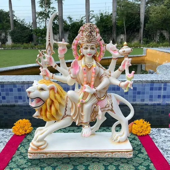 Goddess Durga Marble Statue