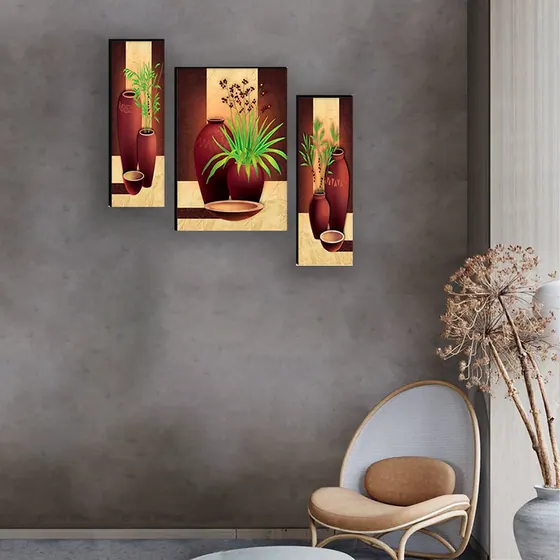 Indoor Plant Pots Wall Painting