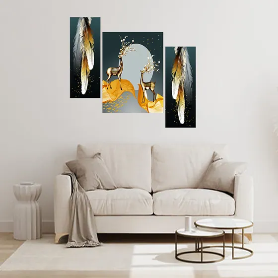 Feather and Deer Wall Painting