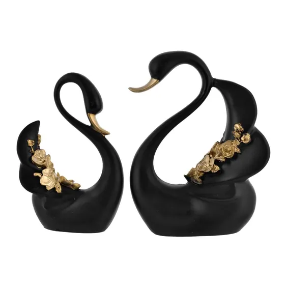 Black Resin Swan Couple