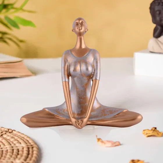 Bronze Tone Wide Seated Yoga Figurine