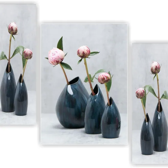 Teal Vases Flora Wall Painting