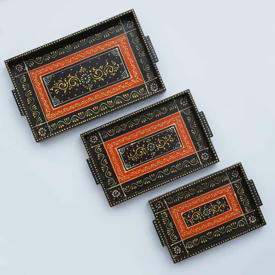 Set of Three Wooden Trays