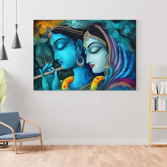 Blue Radha Krishna Canvas Painting