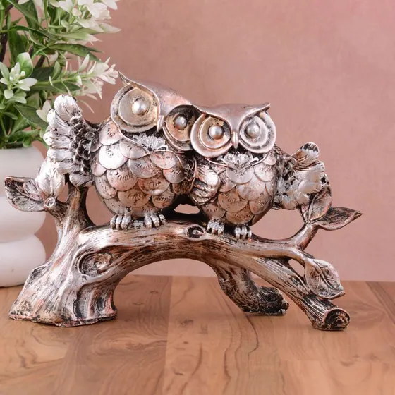 Resin Owl Pair on Branch