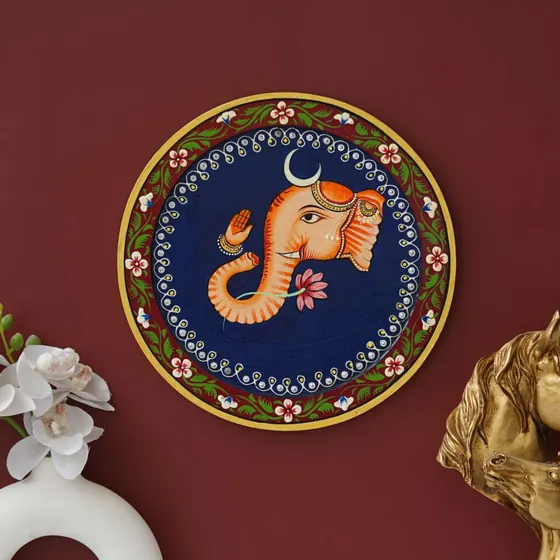 Lord Ganesha Pichwai Wall Plate