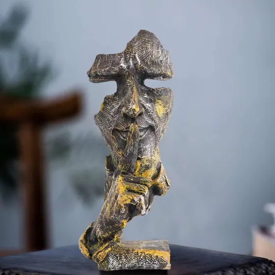 Abstract Silence Resin Face Sculpture