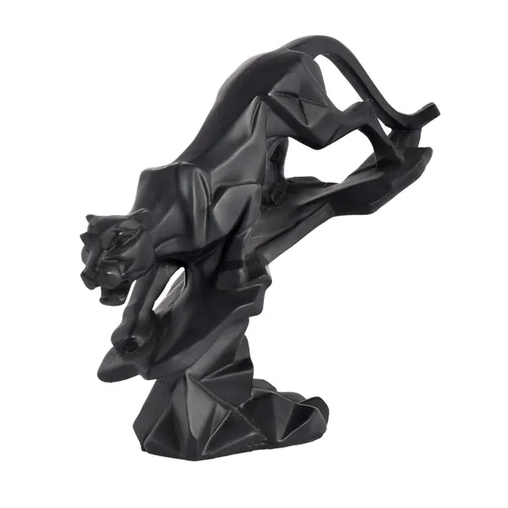 Black Geometric Panther Resin Figurine
