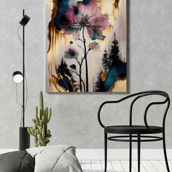 Abstract Floral Canvas Painting
