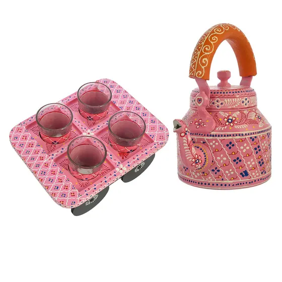 Pink Painted Kettle Set