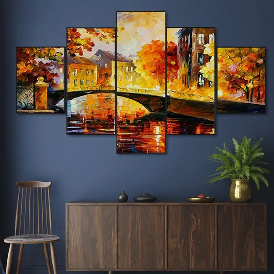 Autumn Bridge Digital Wall Painting