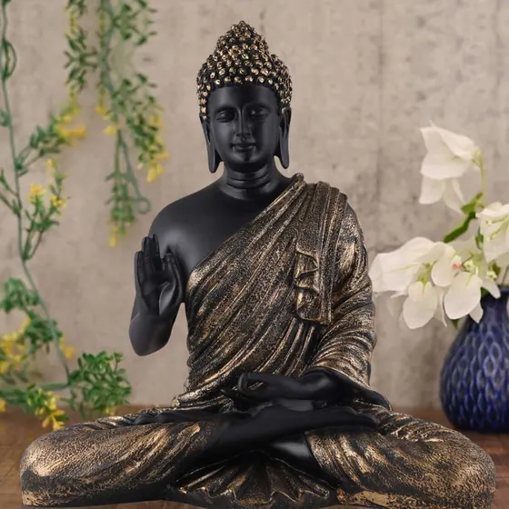 Black Blessing Buddha Resin Idol